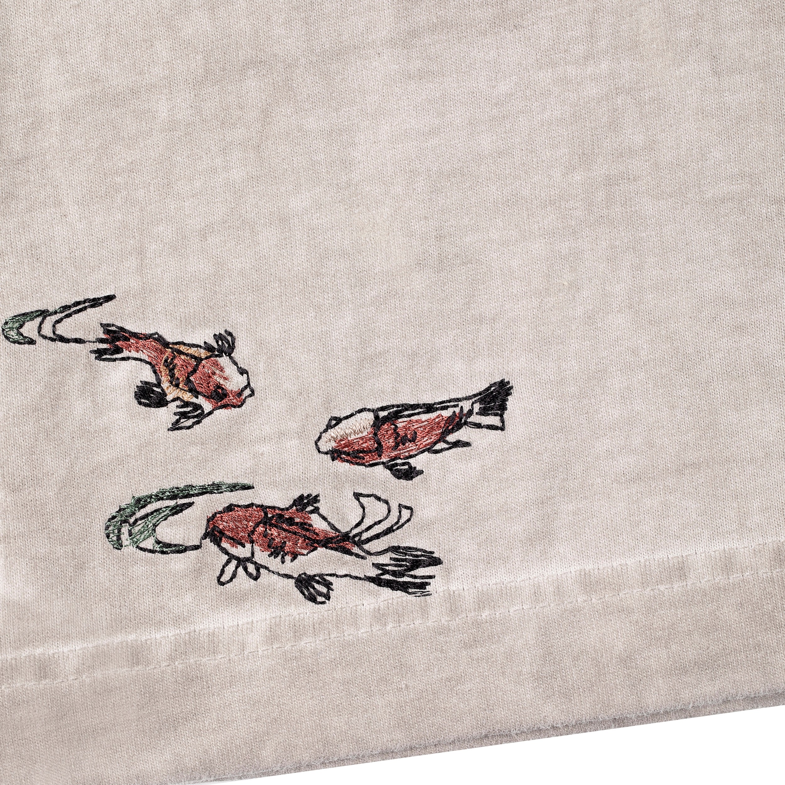 "lotus" T shirt oil washed light grey