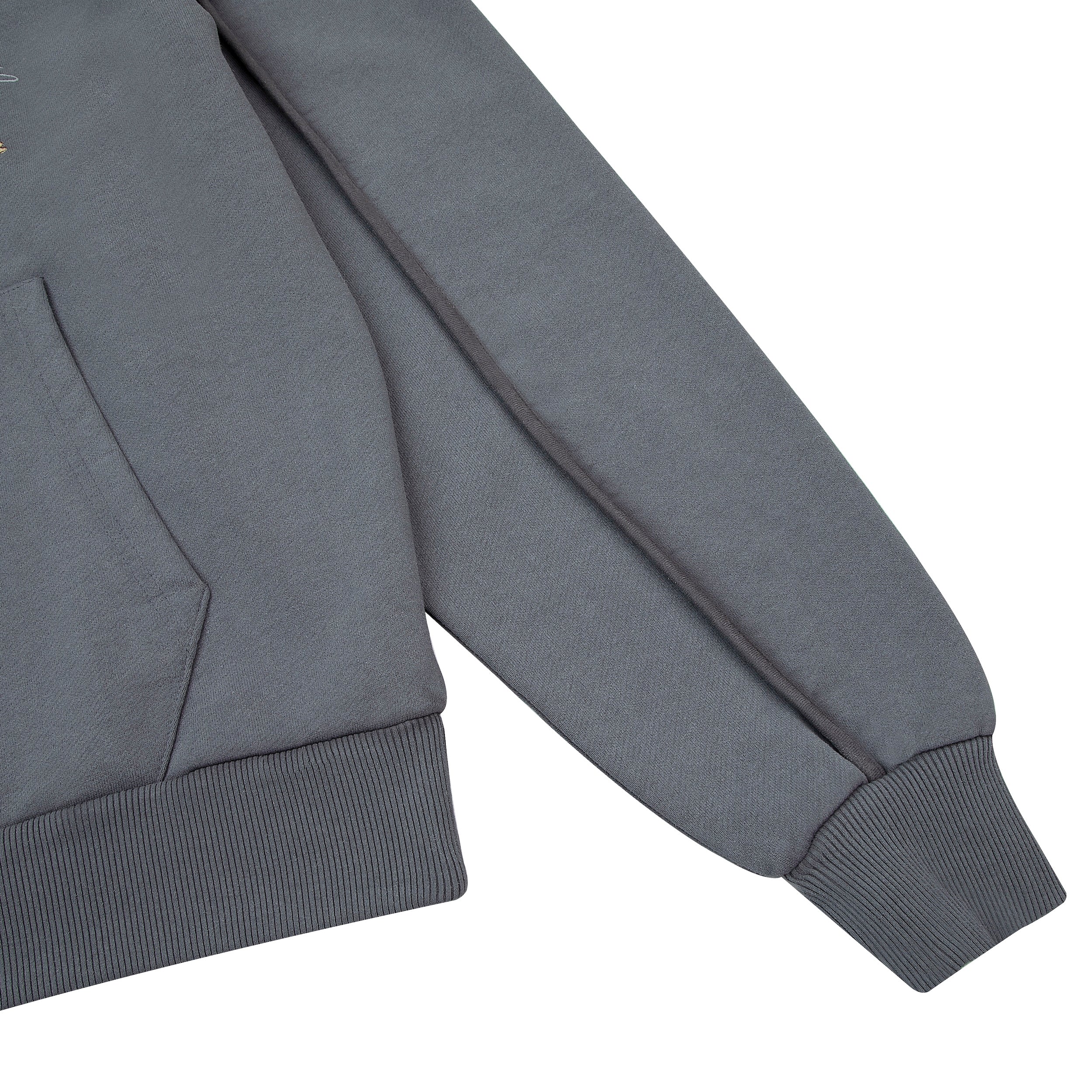 "sashiko" Hoodie grey