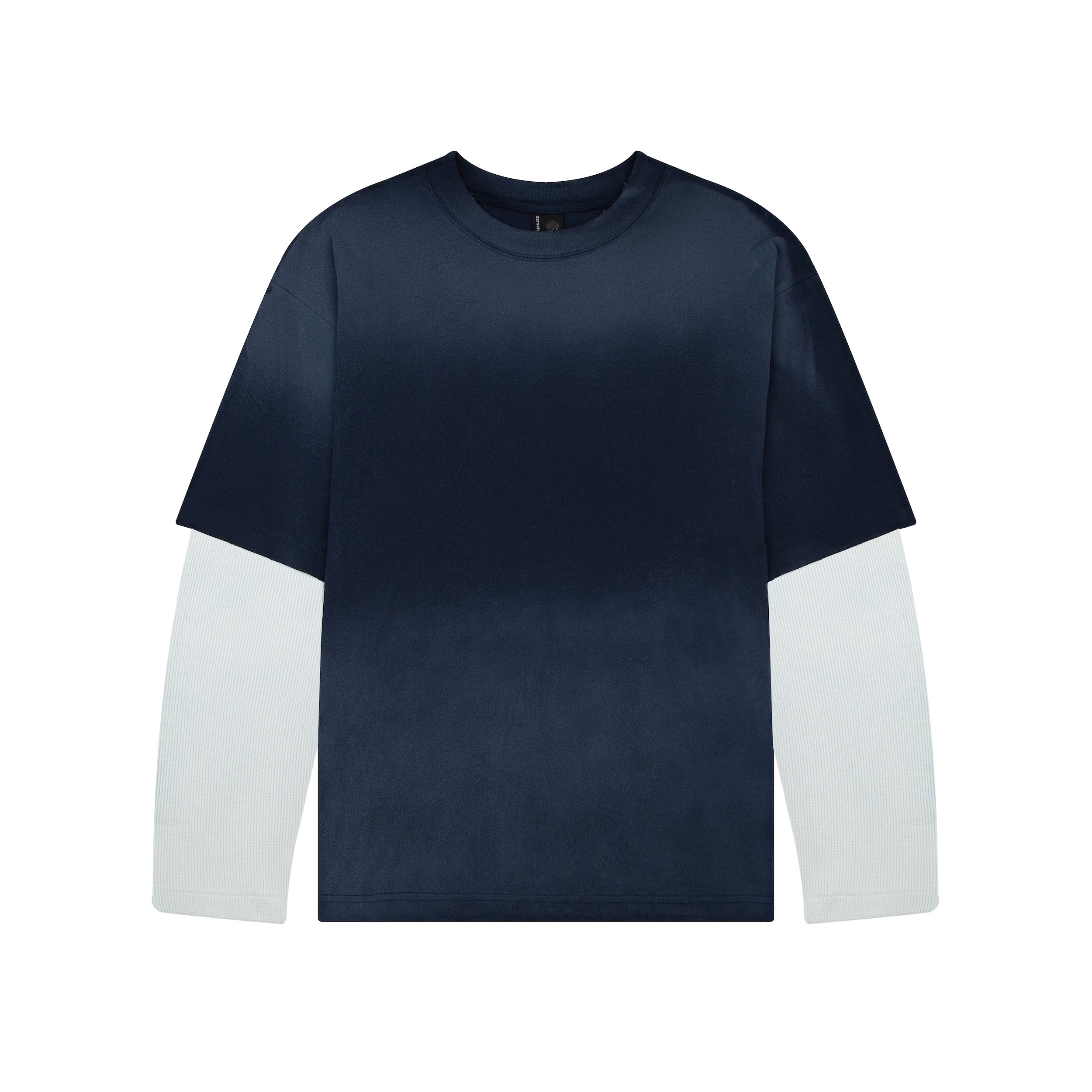 "sashiko" layered long sleeve navy