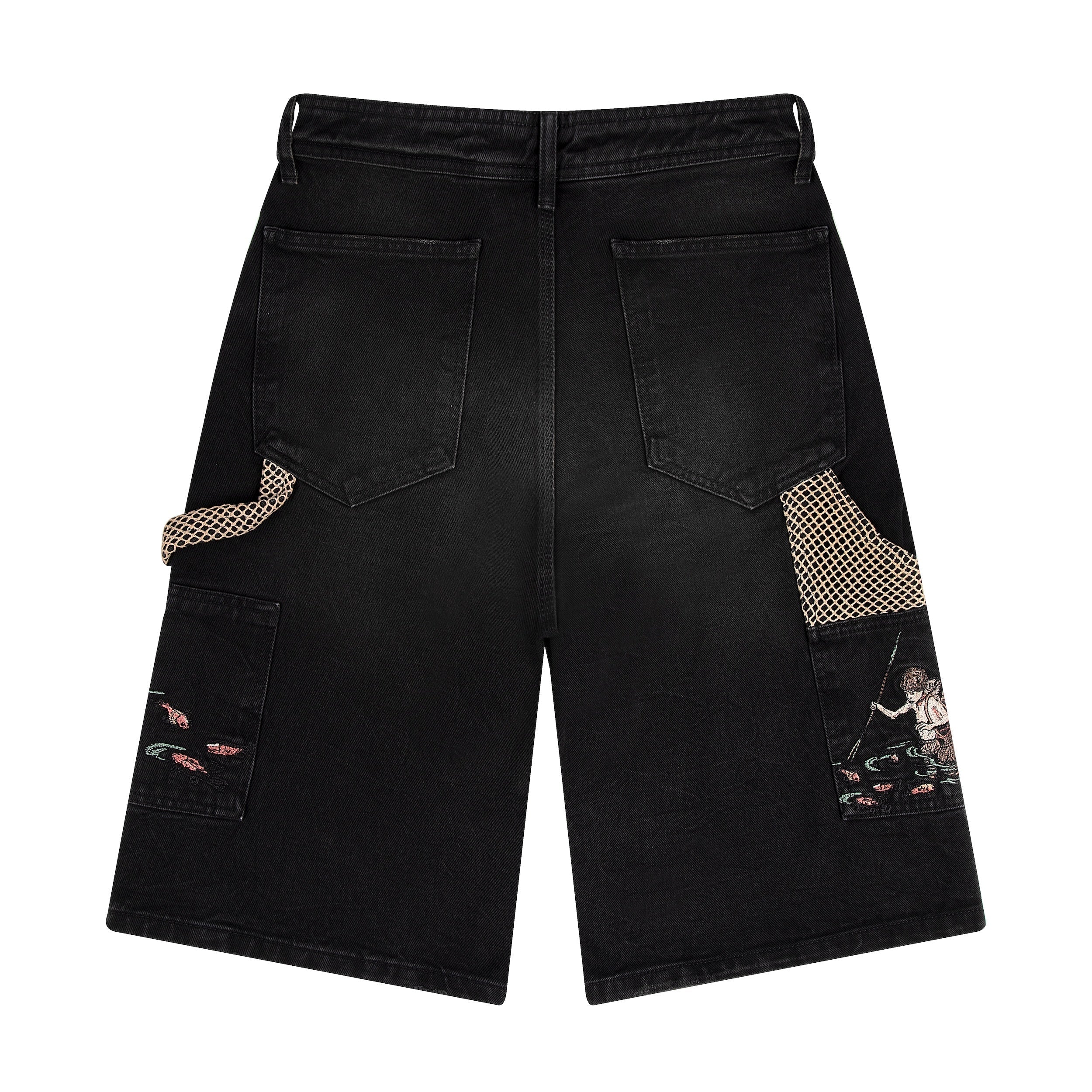 "lotus" Jorts black fishnet